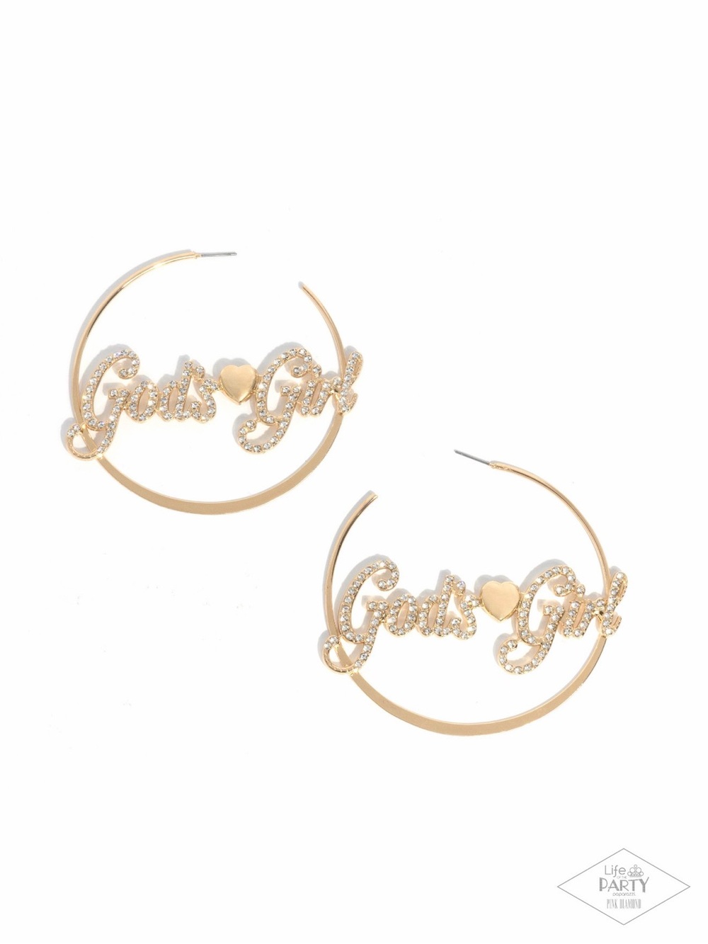 Gold 'Girls Girl' Crystal Hoop Earrings